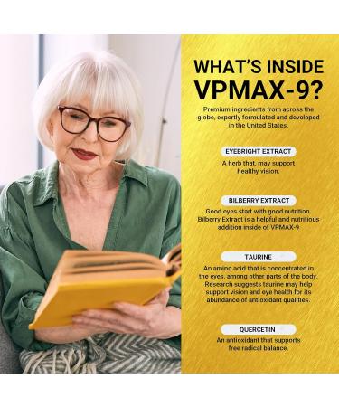 Golden After 50 VpMax-9 - Sight Care and Antioxidant Supplement with Eye Vitamins Lutein Lycopene and Bilberry Extract - 3 Bottles 1 Count (Pack of 3) - Buy Online on GoSupps.com