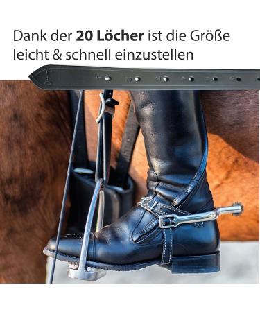 Premium Black Leather Horse Delini Stirrup Straps for English Saddles | 130cm-160cm Length - Buy Online on GoSupps.com