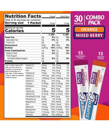 Super C Plus Elderberry Drink Mix 30CT - Vitamin Mineral Singles To Go - Pack of 1, 30 Packets Orange Mixed Berry - Buy Online on GoSupps.com