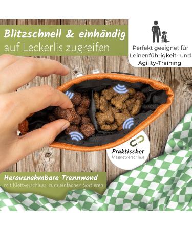 Heimatpfoten Dog Feeding Bags - Leather Imitation One-Hand Magnetic Closure Cognac Brown - Ideal for Walks - Buy Online on GoSupps.com