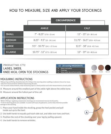 Shop Sheer Compression Stockings for Women | 15-20 mmHg Knee High Open Toe 20 Denier - Medium Taupe (6 Pairs) - International Shipping Available - Buy Online on GoSupps.com
