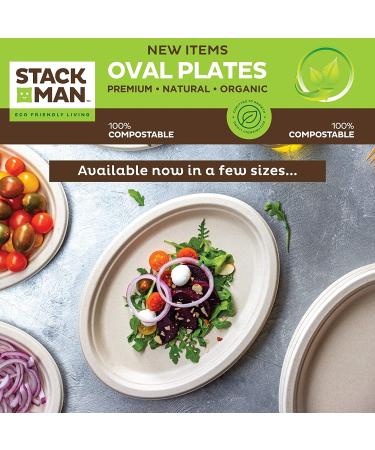 Stack Man 6x6 Compostable Clamshell Food Containers 50-Pack - Eco-Friendly Biodegradable Bagasse, Natural Disposable Take Out Containers - Heavy-Duty Quality To Go Containers - Buy Online on GoSupps.com