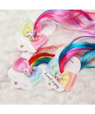 6 Colors Princess Unicorn Hair Bow Clip Extensions for Kids - Set of 6 Unicorn Ponytail Bows - 14 Inch - Buy Online on GoSupps.com