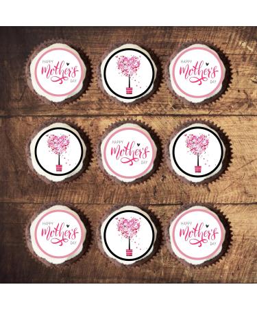24 Mothers Day Cupcake Toppers Theme #2 Edible Mothers Day Decorations Mothers Day Cake Toppers Flower Cake Decorations Heart Cake Decorations Pink Cake Decorations Mothers Day Cake Decorations - Buy Online on GoSupps.com