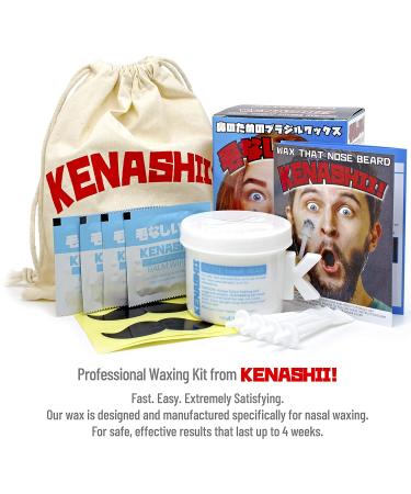 Kenashii Nose Wax Kit - 100g Wax, 24 Applicators | Nose Hair Removal for Men and Women | 12 Applications + Balm Wipes + Mustache Guards - Buy Online on GoSupps.com