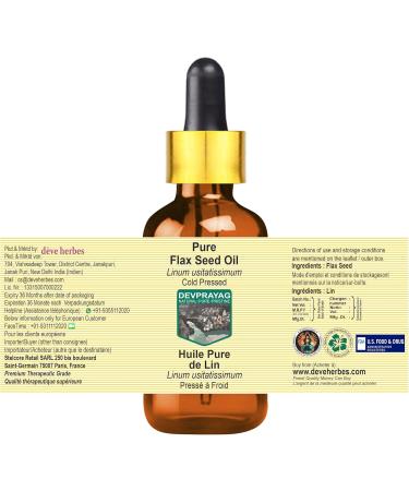 Buy Pure Cold Pressed Flax Seed Oil (100ml) with Glass Dropper | Linum usitatissimum | International Shipping Available - Buy Online on GoSupps.com