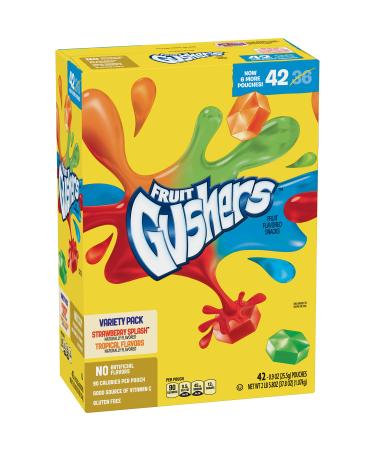Betty Crocker Fruit Gushers Strawberry Splash and Tropical 0.9 Ounce (Pack Of 42)