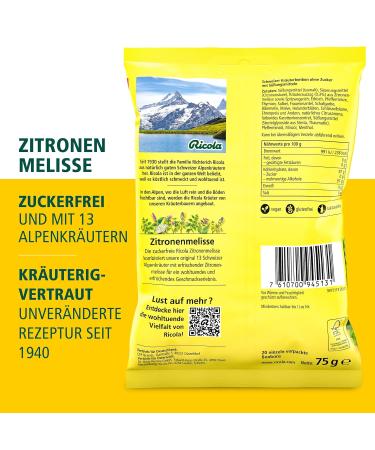 Buy Ricola Lemon Balm 75g - Swiss Herbal Candy Sugar-Free Vegan Made with 13 Alpine Herbs Refreshing Lemon Taste - International Shipping - Buy Online on GoSupps.com