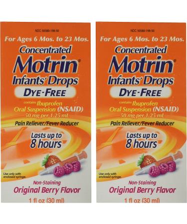 Motrin Infants' Drops Dye-Free Berry Flavor (Pack of 2) - Pain Reliever/Fever Reducer - Buy Online on GoSupps.com