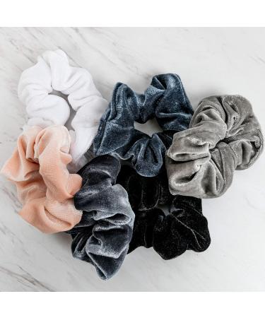 Designer Velvet Scrunchies - 6 Pack Neutral Colors | VSCO Hair Accessories - Buy Online on GoSupps.com