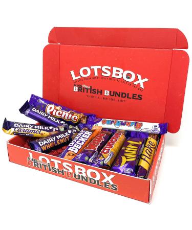 British Chocolate Bars Box - Bundle with 10 UK Chocolate Bars including Crunchie Curly Wurly Flake Dairy Milk Chocolate Bar and 6 other British Full Size Chocolate Bars - Great British Candy 410g