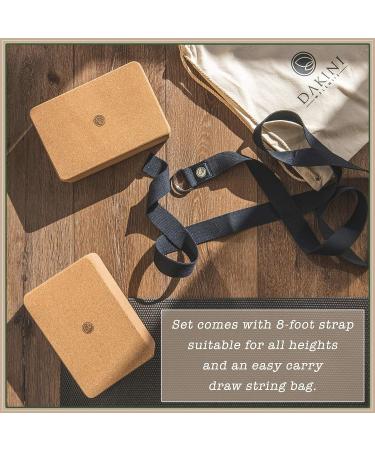 Dakini Wellness Cork Yoga Blocks 2 Pack | Eco-Friendly Yoga Kit with Bag, Block, & Strap | Ideal for Stretching, Workout, Pilates - Buy Online on GoSupps.com