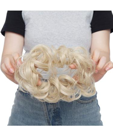 Synthetic Messy Curly Hair Bun Extensions for Women - Bleach Blond & White | 25g Updo Donut Hairpieces - Buy Online on GoSupps.com