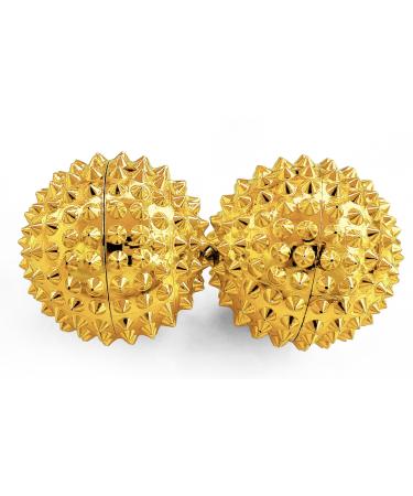 2x DBT skills hedgehog ball |Magnetic high stress acupressure ball |For stress relief or massage |against tension and for more mobility and concentration (gold) gold 32 mm