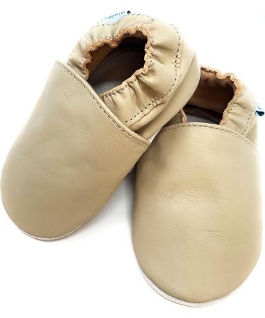 MiniFeet Premium Soft Leather Baby Shoes: Buy 4 Pairs, Get 1 Free! Toddler Shoes 0-6 Months to 4-5 Years - Plain Beige - Buy Online on GoSupps.com
