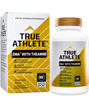 True Athlete ZMA with Theanine Combination of Zinc Magnesium to Help Increase Muscle Strength Power, NSF Certified for Sport (90 Capsules)