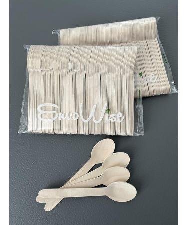 EnvoWise | Disposable Wooden Spoons 100pcs/320pcs/1000pcs Pack 6.3" Length | All Natural Eco-Friendly Birchwood Utensils Biodegradable Compostable Wood Cutlery (100 Spoons) - Buy Online on GoSupps.com