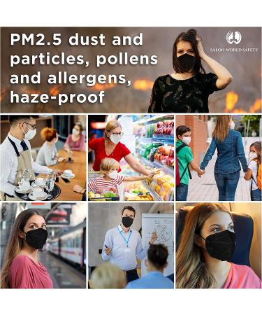 Salon World Safety KN95 Protective Masks - 100 Pack (50 White/50 Black) | 95% Filter Efficiency, 5-Layer Non-Woven Fabric, Easy Breathing, Sanitary Design - Buy Online on GoSupps.com