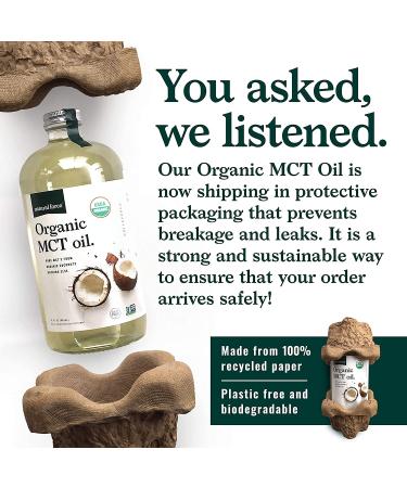 Natural Force Organic MCT Oil - 100% Cold Pressed Virgin Coconut Oil - 32oz Glass Bottle - Keto, Paleo, Kosher, Vegan - Lab Tested for Purity - Unflavored - Buy Online on GoSupps.com