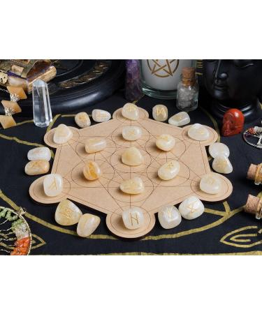 Crocon Golden Pyrite Rune Stones Set - Elder Futhark Alphabet Engraved Symbols for Chakra Balancing - 15-20mm Decorative Stones - Buy Online on GoSupps.com