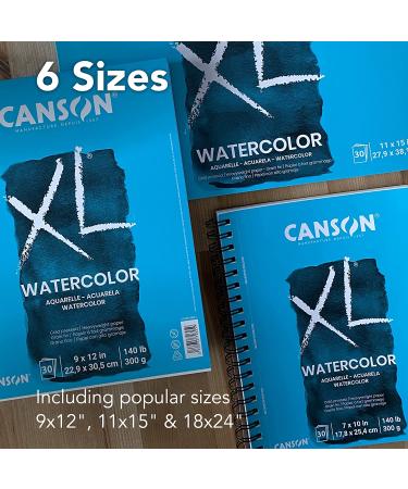 Canson XL Watercolor Textured Paper Pad, 140lb, 9x12 Fold Over - 30 Sheets, for Paint, Pencil, Ink, Charcoal, Pastel, Acrylic - Buy Online on GoSupps.com
