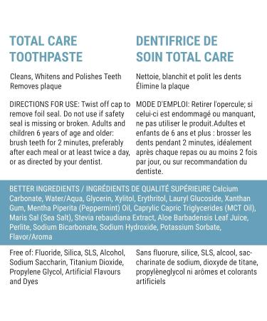 Spa-Dent Total Care Toothpaste Made in Canada with Advanced Dental Grade Ingredients (6.70oz/190g - 2 Pack) 380 g (Pack of 1) - Buy Online on GoSupps.com