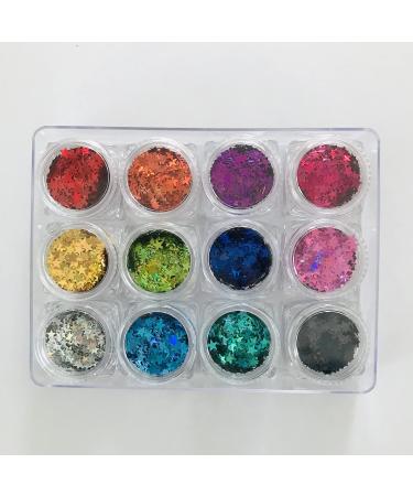 12 Colors Set - 4mm Star Shape Sequins Glitter Festival Rave Beauty Makeup Face Body Nail Art Decoration LB-12C LB-12 Colors Set