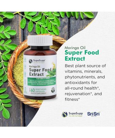 SRI SRI TATTVA Moringa Oil for Immune Support Energy and Skin Rejuvenation Pure Moringa Leaf Extract Daily Supplement Vegan Non-GMO Superfood Capsule (60 Capsules 500mg) - Buy Online on GoSupps.com