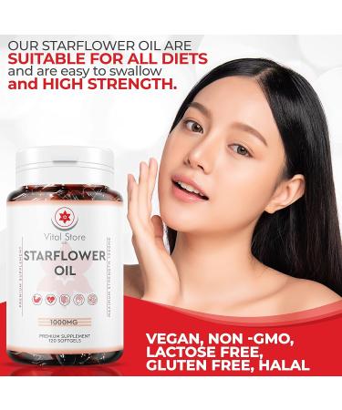 Starflower Oil Capsules 1000MG - 120 Soft Gels | Borage Oil with Gamma Linolenic Acid | Vegan High Strength Formula - Buy Online on GoSupps.com