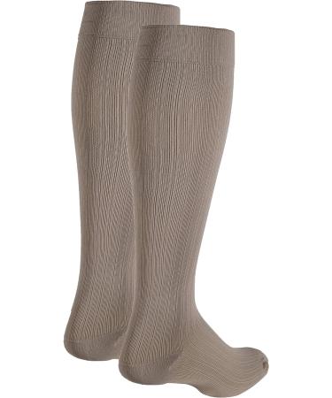 Truform Women's Compression Socks 15-20 mmHg Knee High Dress Socks - Tan Rib Knit, Small (2 Pack) - Buy Online on GoSupps.com