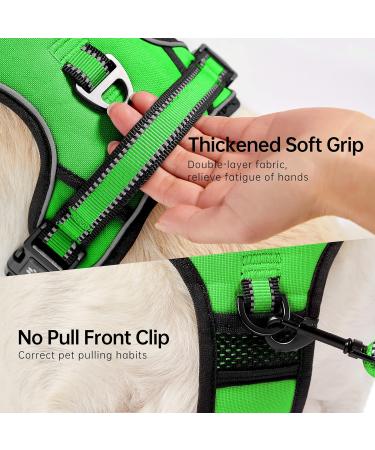 Nestroad Large Dog Harness & Leash Set - Green Adjustable Fit for Large Dogs Includes Car Seat Belt - Perfect for Neck 38-48cm & Chest 48-74cm - Buy Online on GoSupps.com