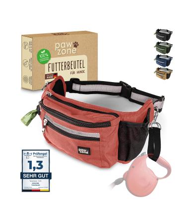 Pawzone Futter bag Dogs - treat for dogs - belly pocket for dogs accessories - treat bag for dogs - including reflector strap & additional belt for flexileine (rust red) - Buy Online on GoSupps.com