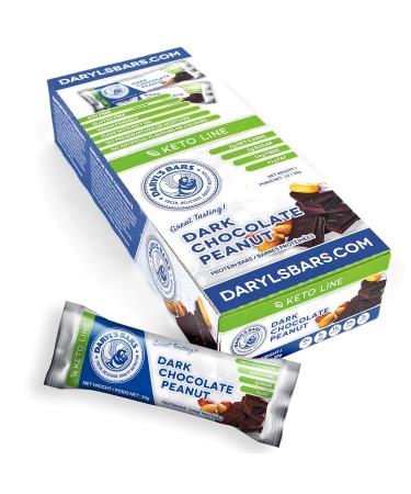 Daryl's Keto Line Dark Chocolate Peanut Gluten Free Vegan Friendly Nutrition Bars (12 Bars)