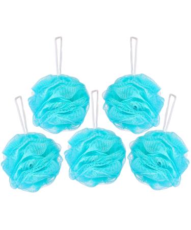 BRUBAKER Cosmetics - 5x Peeling or Massage Sponge Bath Sponge Shower Sponge with Hanger - Light Blue