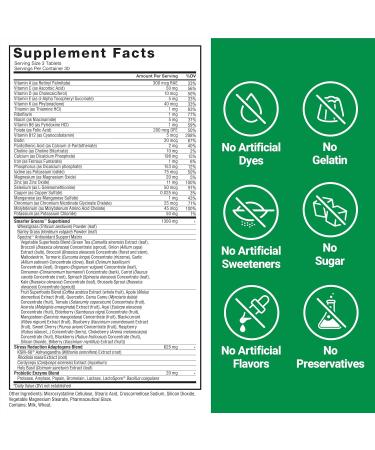 FORCE FACTOR Smarter Greens Tablets, Greens Supplement with 25+ Superfoods and Antioxidants to Improve Digestion, Reduce Stress, Strengthen Immunity, and Support Metabolism, 90 Tablets 90 Count (Pack of 1) - Buy Online on GoSupps.com