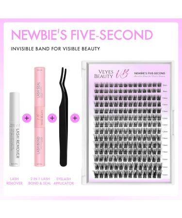 VEYESBEAUTY Dreamy Cluster Lashes Kit - DIY Dramatic Volume Eyelash Extensions | Faux Mink Wispy Lashes | Mixed Length Tray with Bond & Seal for Easy Application at Home - Buy Online on GoSupps.com