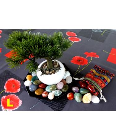 Colludo Gemstone Set | Natural Tumbled Stones in Colorful Fabric Bag | Various Sizes (2.5-3.5 cm) - Perfect for Collectors & Decor - Buy Online on GoSupps.com