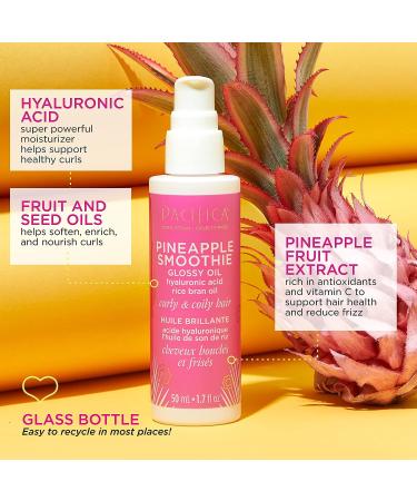 Pacifica Beauty Pineapple Curls Smoothie Glossy Oil - Hydrating Treatment for Dry Curls | Vegan & Cruelty-Free - Buy Online on GoSupps.com