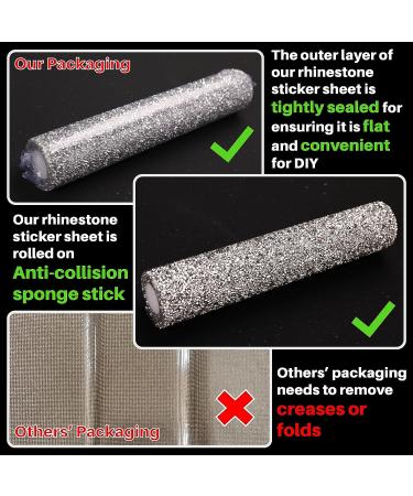 Locacrystal Bling Rhinestone Sticker DIY Home Decor Self-Adhesive Crystal Sheet for Cars & Crafts - Silver 9.4x15.8 - Buy Online on GoSupps.com