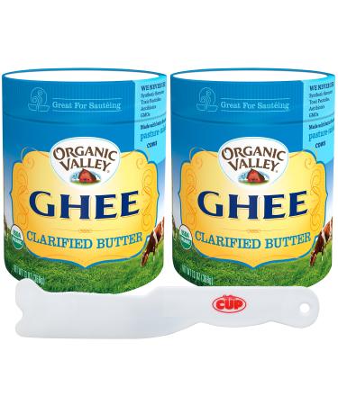 Organic Valley - Ghee Clarified Butter, USDA Organic, Lactose-Free and Gluten-Free, 13 Ounce (Pack of 2) - with By The Cup spreader