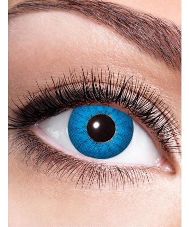 Eyecatcher 84065141-809 - Colored contact lenses 1 pair for 12 months blue carnival Mardi Gras Halloween Electro Blue