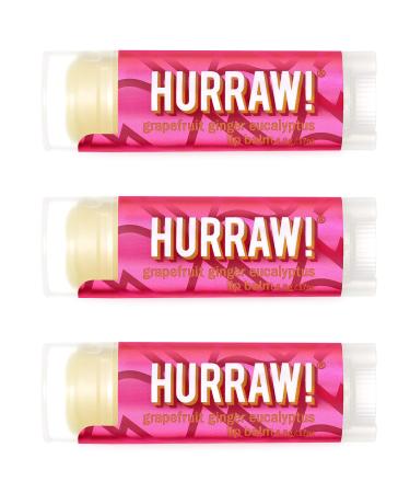 Hurraw! Grapefruit Ginger Eucalyptus (Kapha) Lip Balm 3 Pack: Organic Certified Vegan Cruelty and Gluten Free. Non-GMO 100% Natural Ingredients. Bee Shea Soy and Palm Free. Made in USA