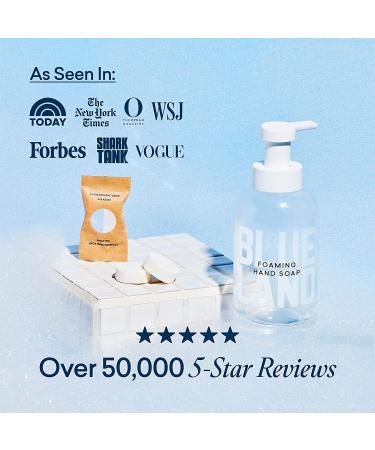 BLUELAND Eco-Friendly Hand Soap Starter Set - Glass Dispenser + 4 Refill Tablets | Iris Agave Scent | 36 Fl oz Total | Sustainable Cleaning Supplies - Buy Online on GoSupps.com