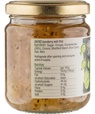 Otter Vale Minted Gooseberry Chutney gooseberry fruitiness with a hint of mint hand-made in Devon gluten-free 225 g glass jar - Buy Online on GoSupps.com