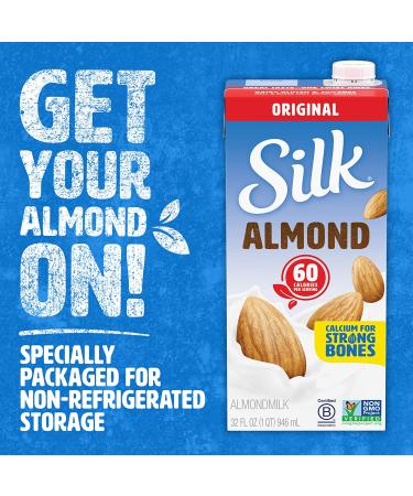 Silk Pure Almond Milk Original, 32 Fl Oz - Pack of 6 | Dairy-Free & Nutritious - Buy Online on GoSupps.com