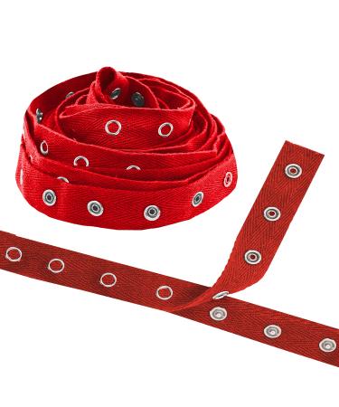 Mandala Crafts Metal Snap Tape for Sewing by Yard - Red Cotton Snap Button Trim Baby Snaps for Sewing - Fastener Button Strips Snap Tape for Baby Clothes 3 Yards Red Snap Tape Red 3 Yards