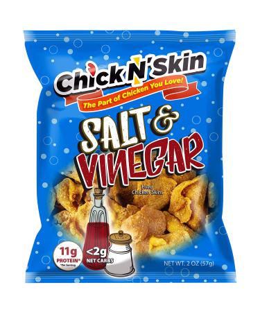Chick N Skin Fried Chicken Skins - Salt and Vinegar Flavor (4Pack) | Keto Friendly Low Carb High Protein Snacks, Light & Crispy, No MSG, Made with Organic Chicken 2-oz. per Bag