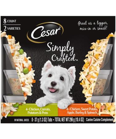 Cesar Simply Crafted Meal Topper, Wet Dog Food Variety Packs Chicken & Sweet Potato Variety 1.3 Ounce (Pack of 16)