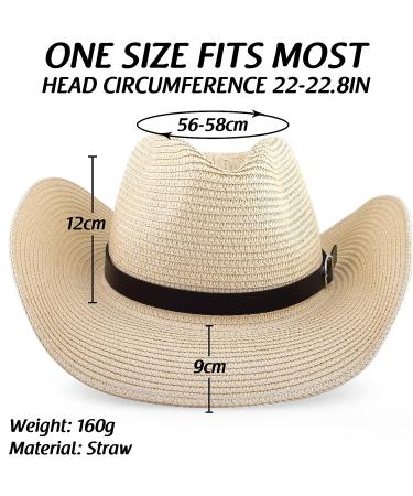 EINSKEY Unisex Straw Cowboy Hat - Shapeable Floppy Sun Hat Wide Brim Fedora Panama for Men & Women (Beige) - Buy Online on GoSupps.com