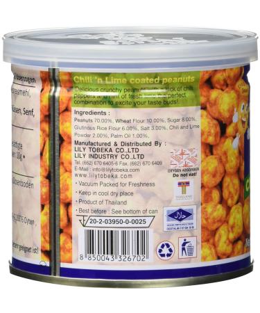 Khao Shong Chili 'N Lime Peanuts - 140g Can | Crispy Chili & Lime Snack | International Shipping Available - Buy Online on GoSupps.com